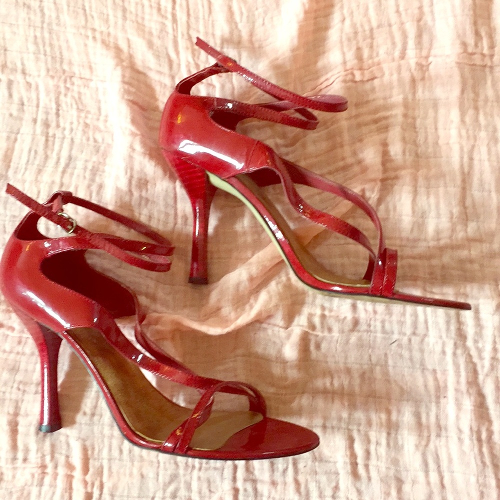 Strappy red pumps